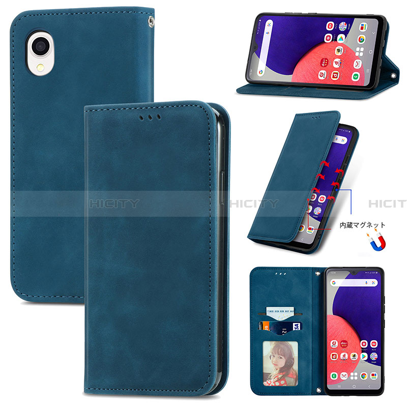 Custodia Portafoglio In Pelle Cover con Supporto S04D per Samsung Galaxy A22 5G SC-56B