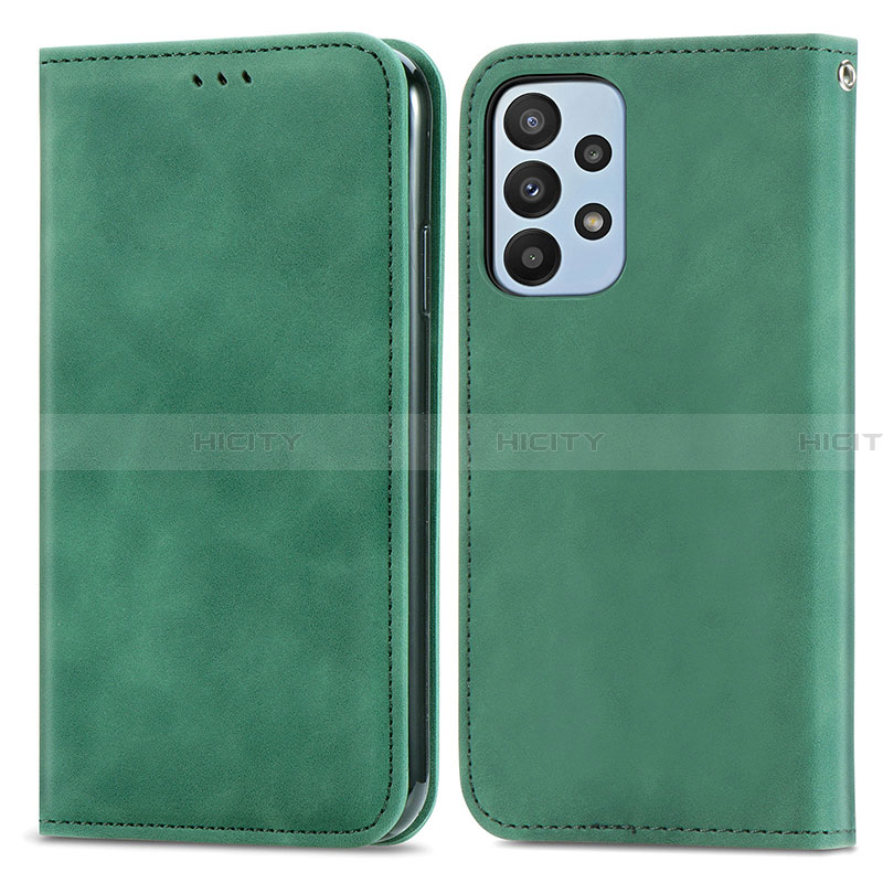 Custodia Portafoglio In Pelle Cover con Supporto S04D per Samsung Galaxy A23 4G Verde