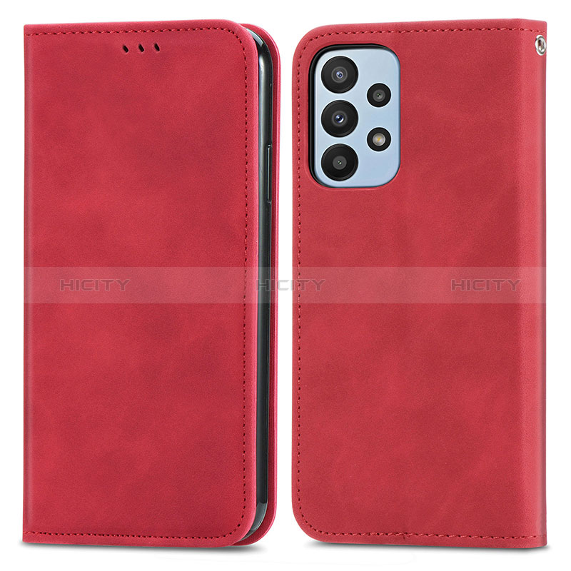 Custodia Portafoglio In Pelle Cover con Supporto S04D per Samsung Galaxy A23 5G Rosso