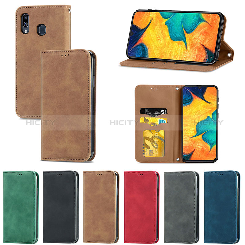 Custodia Portafoglio In Pelle Cover con Supporto S04D per Samsung Galaxy A30