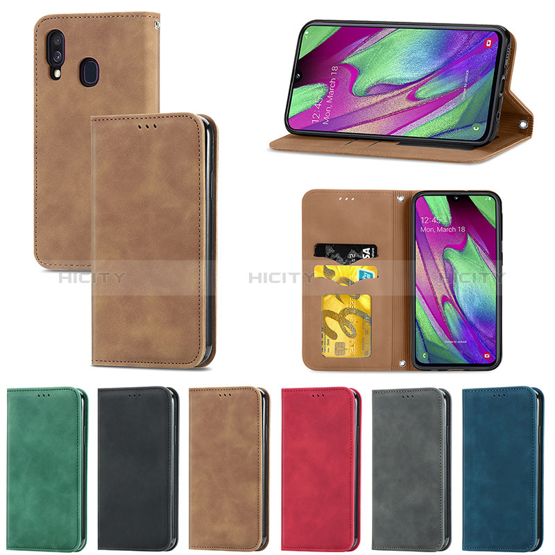 Custodia Portafoglio In Pelle Cover con Supporto S04D per Samsung Galaxy A40