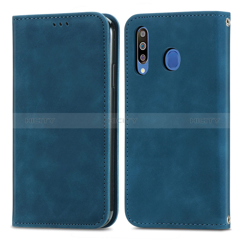 Custodia Portafoglio In Pelle Cover con Supporto S04D per Samsung Galaxy A40s Blu