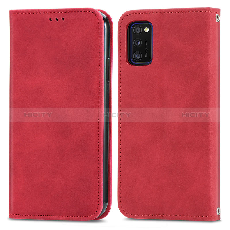 Custodia Portafoglio In Pelle Cover con Supporto S04D per Samsung Galaxy A41 Rosso