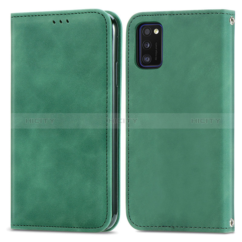 Custodia Portafoglio In Pelle Cover con Supporto S04D per Samsung Galaxy A41 Verde