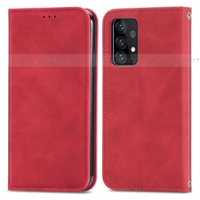 Custodia Portafoglio In Pelle Cover con Supporto S04D per Samsung Galaxy A52 4G Rosso