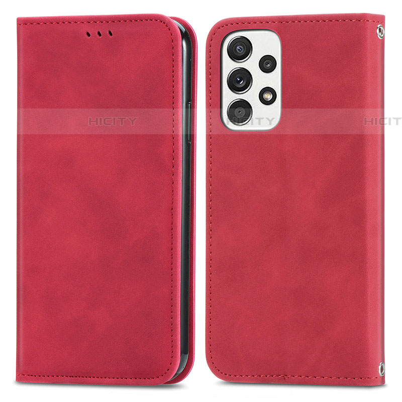 Custodia Portafoglio In Pelle Cover con Supporto S04D per Samsung Galaxy A73 5G Rosso