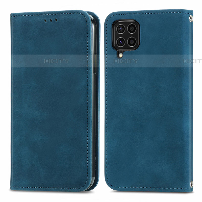 Custodia Portafoglio In Pelle Cover con Supporto S04D per Samsung Galaxy F62 5G Blu
