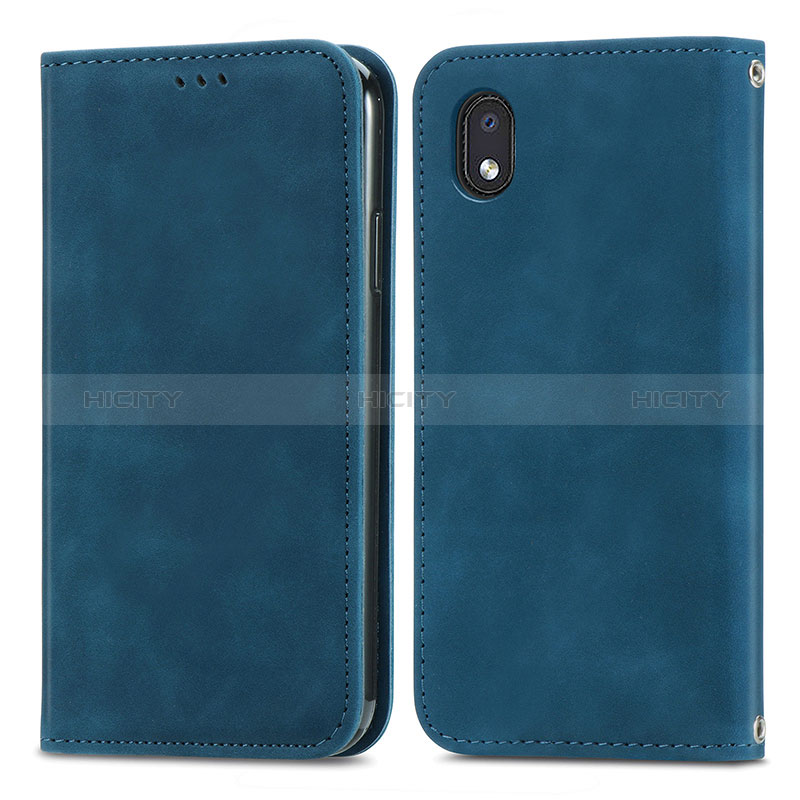 Custodia Portafoglio In Pelle Cover con Supporto S04D per Samsung Galaxy M01 Core Blu