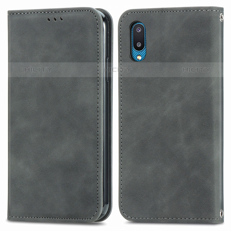 Custodia Portafoglio In Pelle Cover con Supporto S04D per Samsung Galaxy M02 Grigio