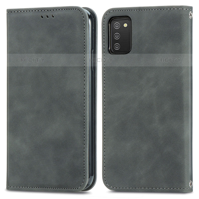 Custodia Portafoglio In Pelle Cover con Supporto S04D per Samsung Galaxy M02s Grigio