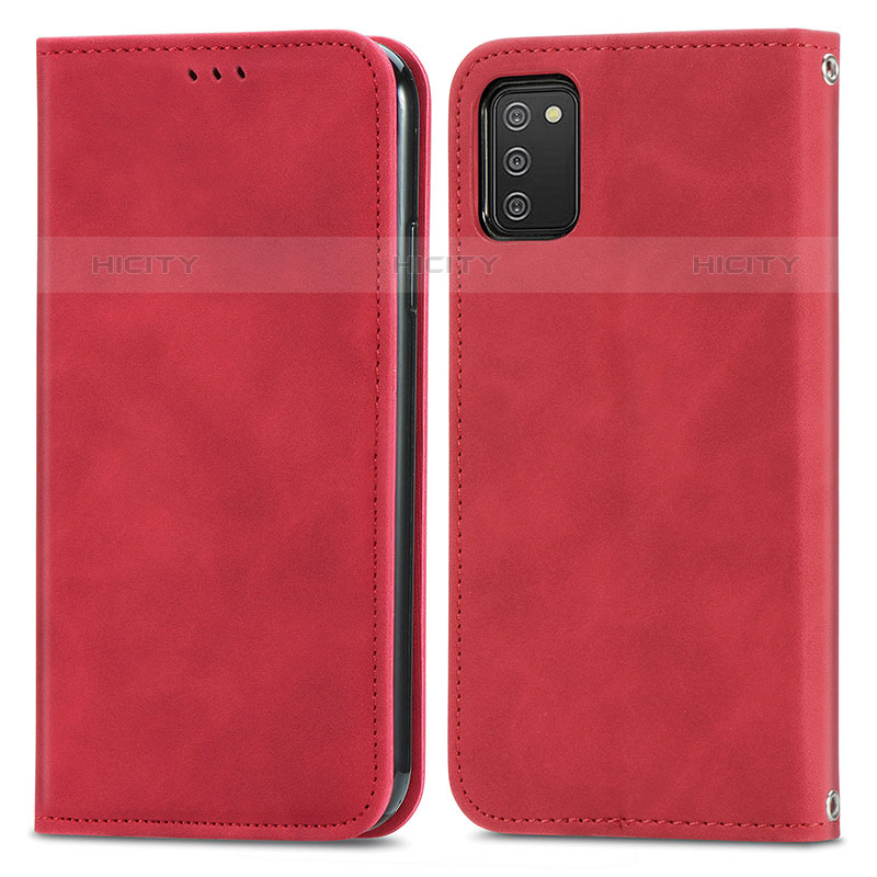 Custodia Portafoglio In Pelle Cover con Supporto S04D per Samsung Galaxy M02s Rosso