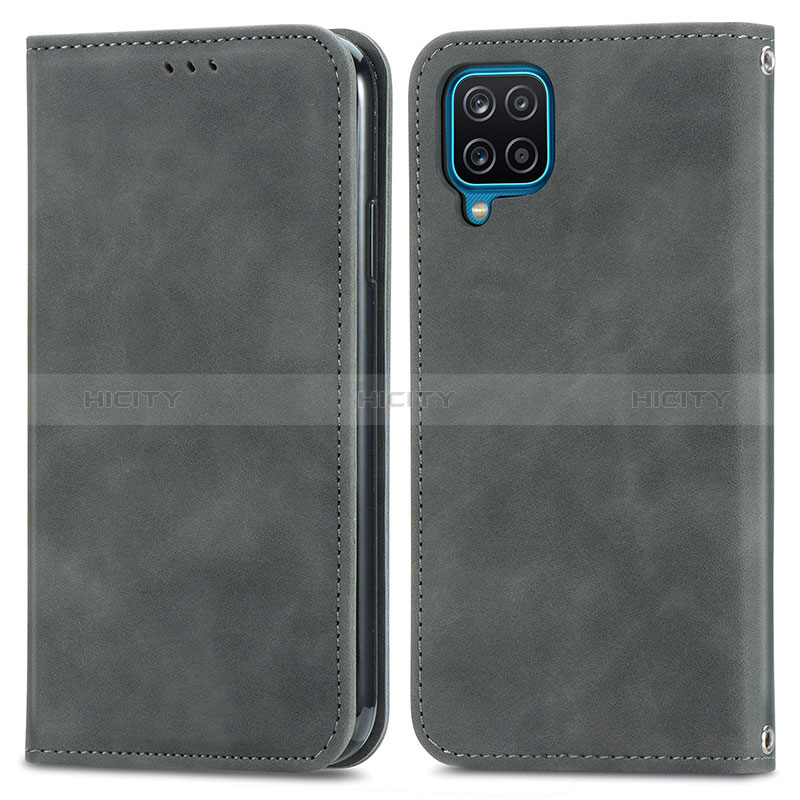 Custodia Portafoglio In Pelle Cover con Supporto S04D per Samsung Galaxy M12 Grigio