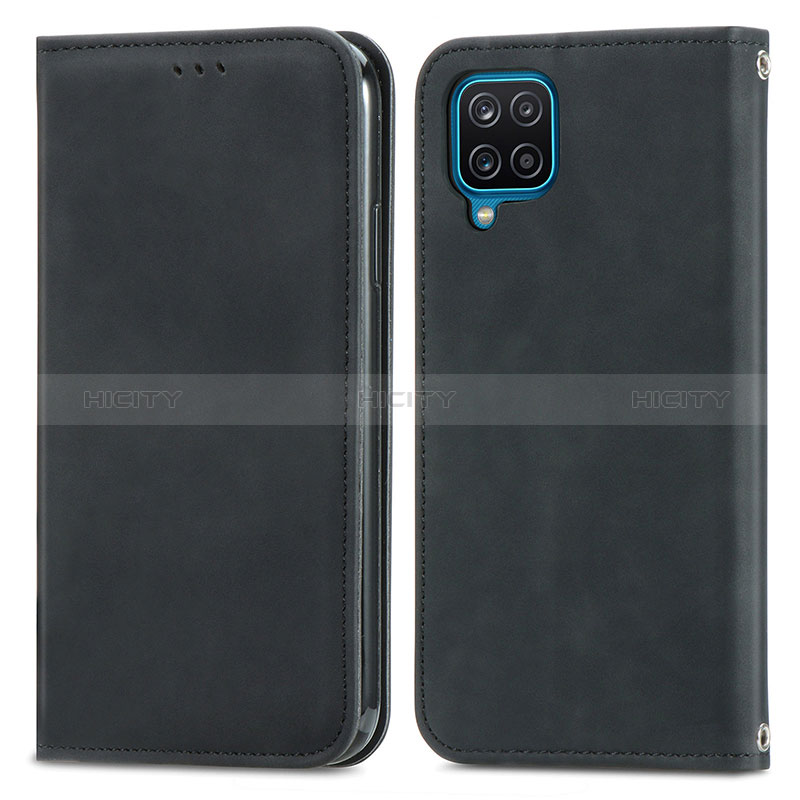 Custodia Portafoglio In Pelle Cover con Supporto S04D per Samsung Galaxy M12 Nero