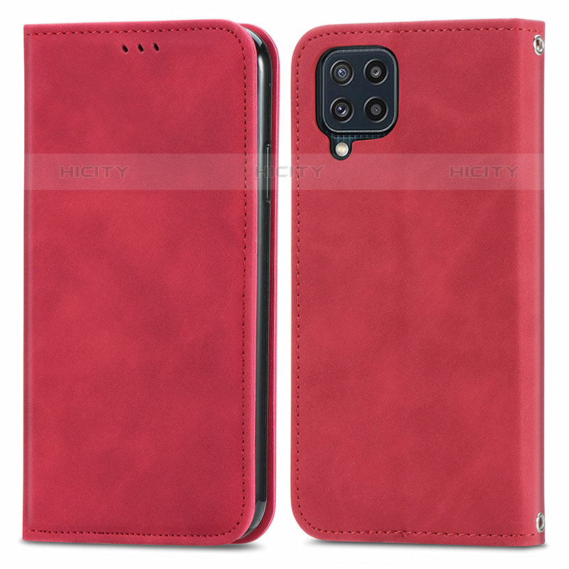 Custodia Portafoglio In Pelle Cover con Supporto S04D per Samsung Galaxy M32 4G Rosso