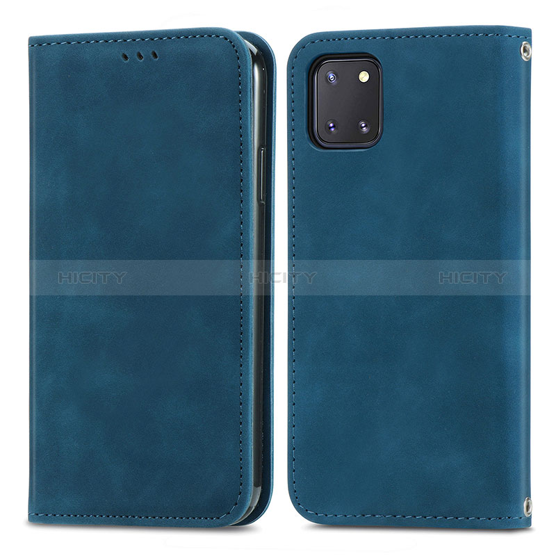 Custodia Portafoglio In Pelle Cover con Supporto S04D per Samsung Galaxy Note 10 Lite Blu