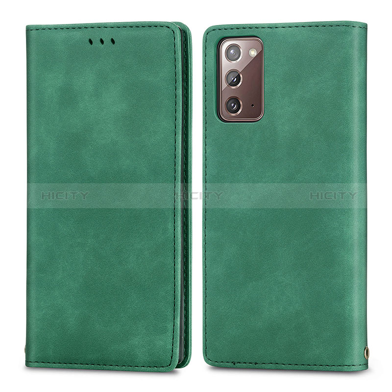 Custodia Portafoglio In Pelle Cover con Supporto S04D per Samsung Galaxy Note 20 5G Verde