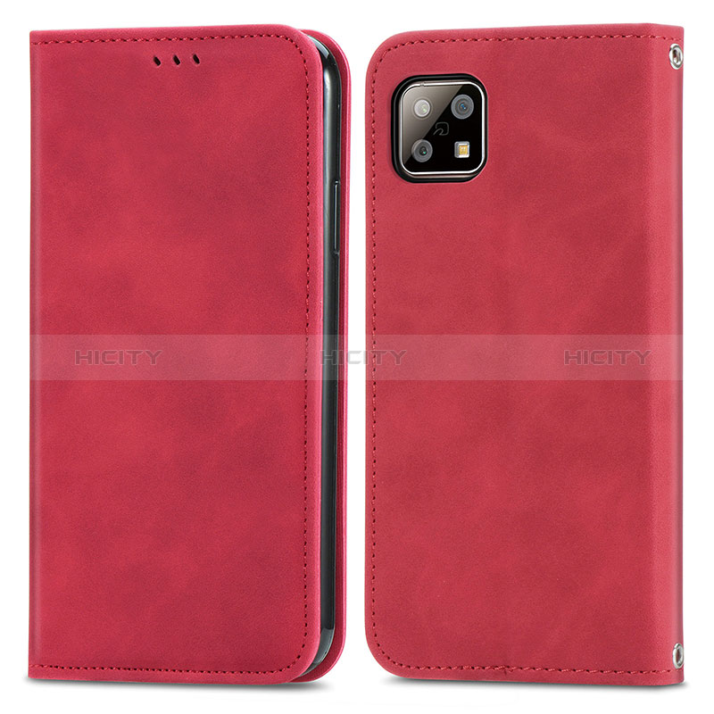 Custodia Portafoglio In Pelle Cover con Supporto S04D per Sharp Aquos Sense6 Rosso