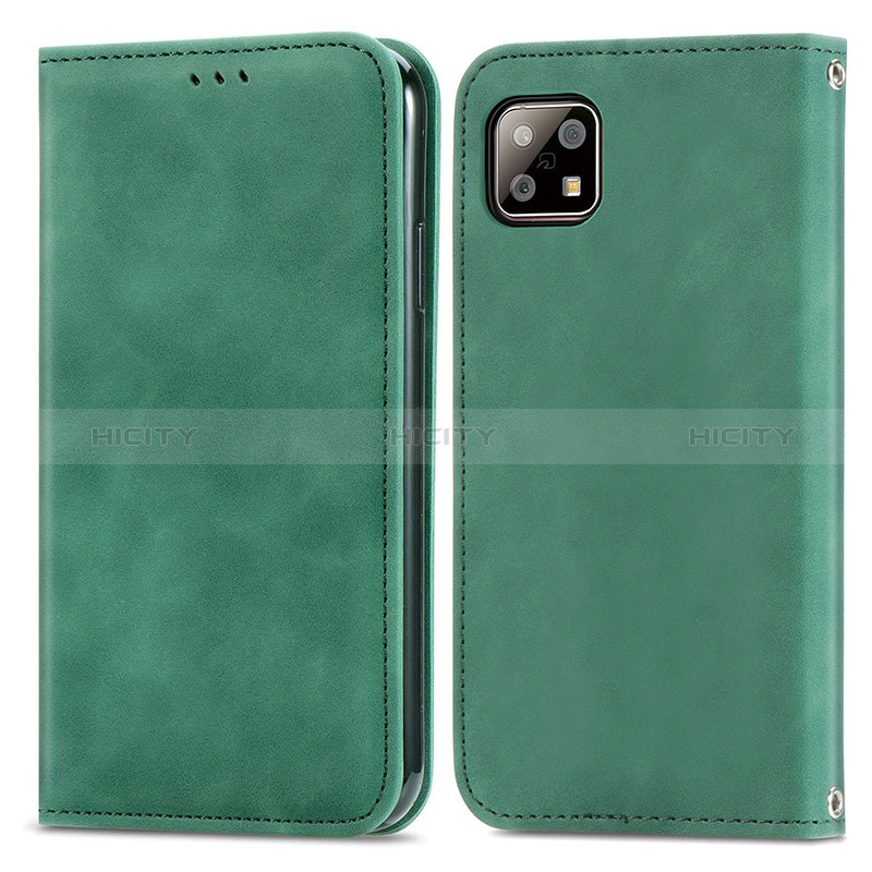 Custodia Portafoglio In Pelle Cover con Supporto S04D per Sharp Aquos Sense6 Verde