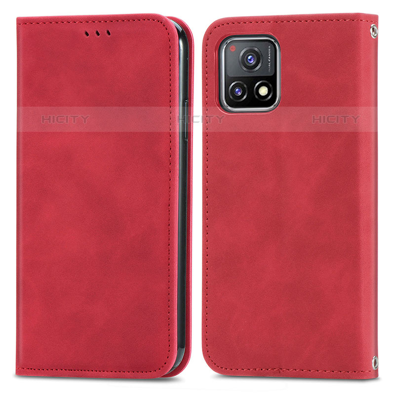 Custodia Portafoglio In Pelle Cover con Supporto S04D per Vivo iQOO U3x 5G Rosso