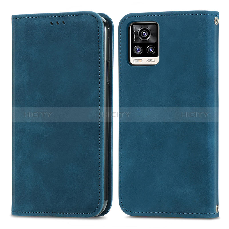 Custodia Portafoglio In Pelle Cover con Supporto S04D per Vivo V20 Blu