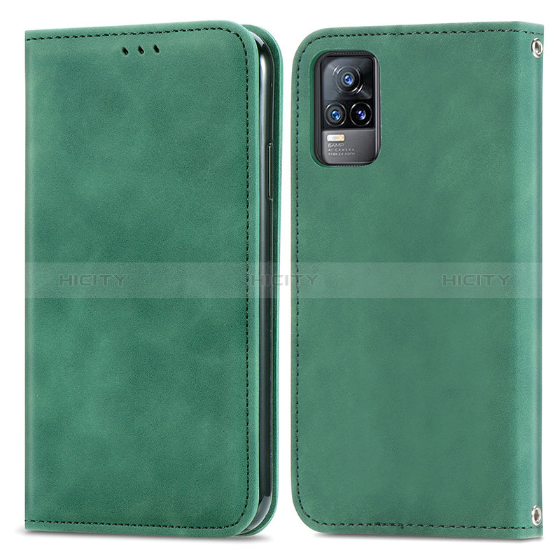 Custodia Portafoglio In Pelle Cover con Supporto S04D per Vivo V21e 4G Verde