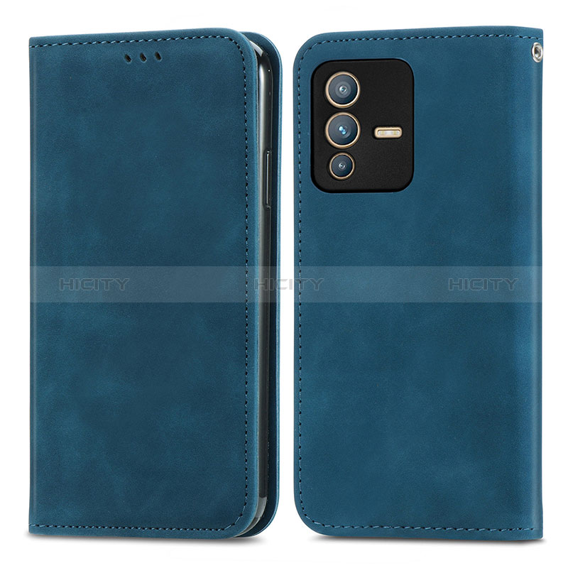 Custodia Portafoglio In Pelle Cover con Supporto S04D per Vivo V23 Pro 5G Blu