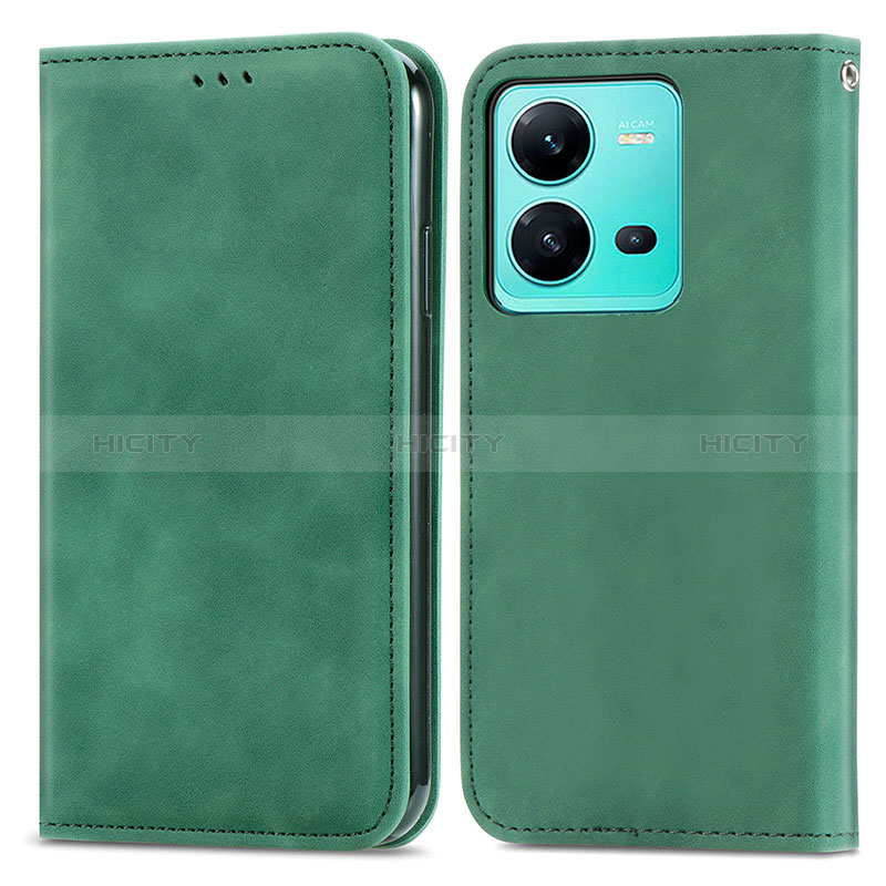 Custodia Portafoglio In Pelle Cover con Supporto S04D per Vivo X80 Lite 5G Verde