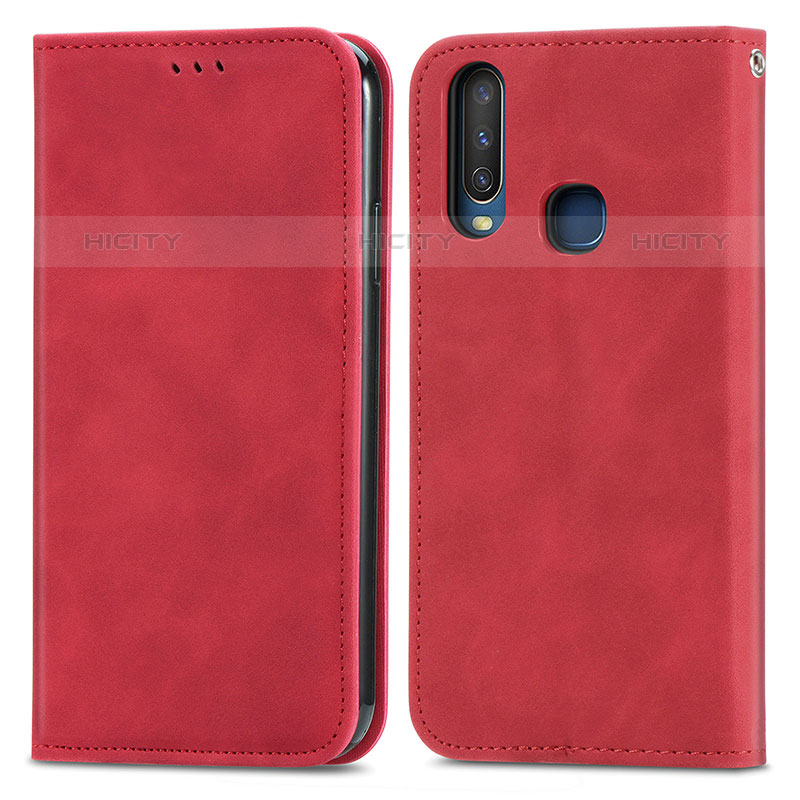 Custodia Portafoglio In Pelle Cover con Supporto S04D per Vivo Y11 Rosso