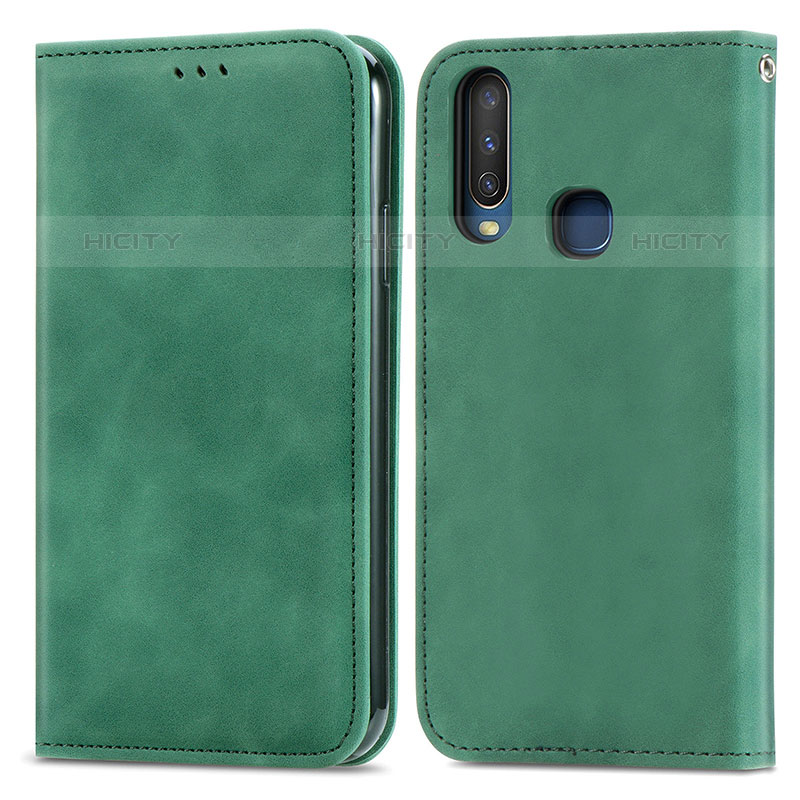 Custodia Portafoglio In Pelle Cover con Supporto S04D per Vivo Y11 Verde