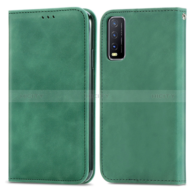 Custodia Portafoglio In Pelle Cover con Supporto S04D per Vivo Y11s Verde