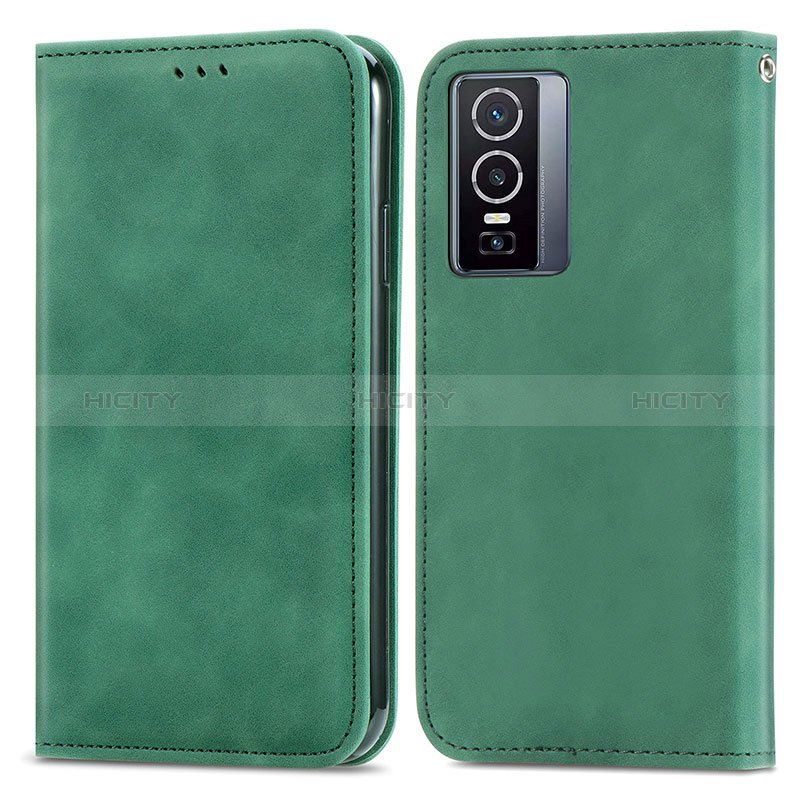 Custodia Portafoglio In Pelle Cover con Supporto S04D per Vivo Y76 5G Verde