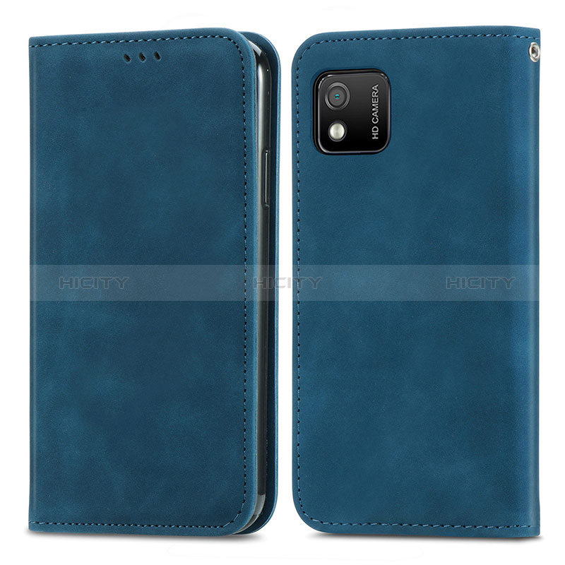 Custodia Portafoglio In Pelle Cover con Supporto S04D per Wiko Y52 Blu