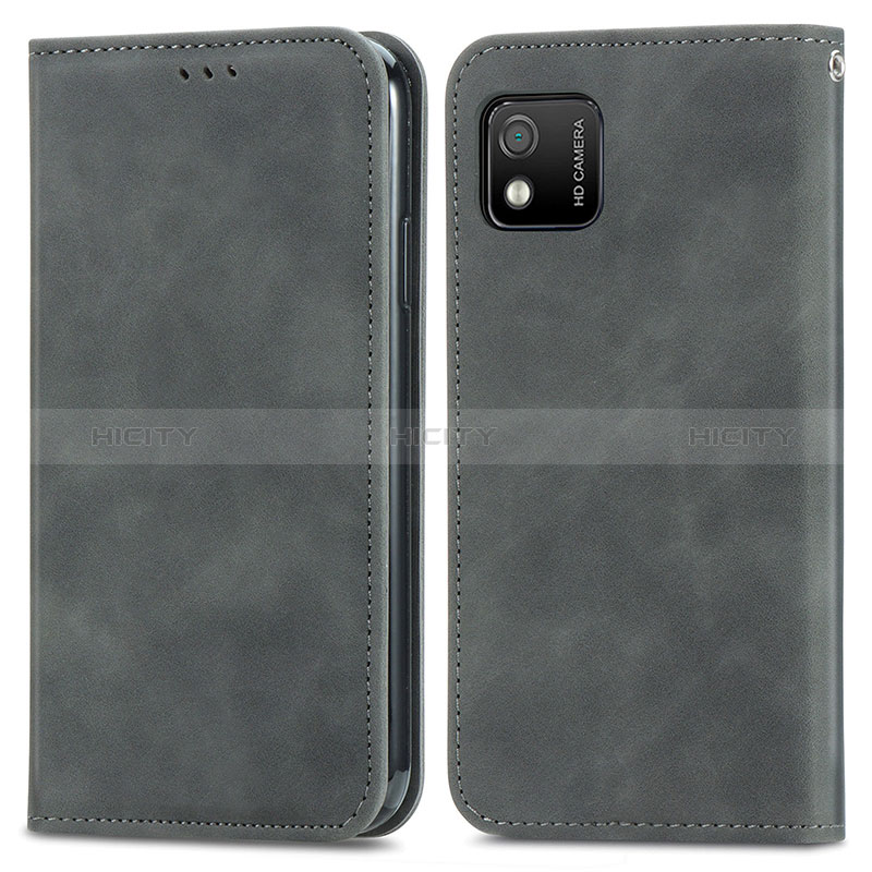 Custodia Portafoglio In Pelle Cover con Supporto S04D per Wiko Y52 Grigio