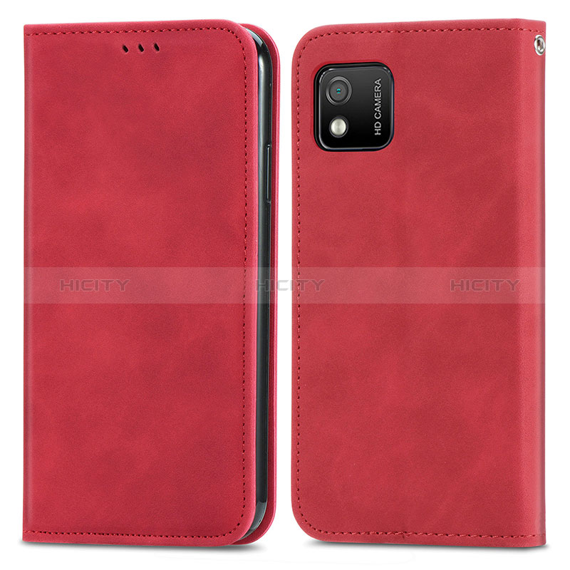 Custodia Portafoglio In Pelle Cover con Supporto S04D per Wiko Y52 Rosso