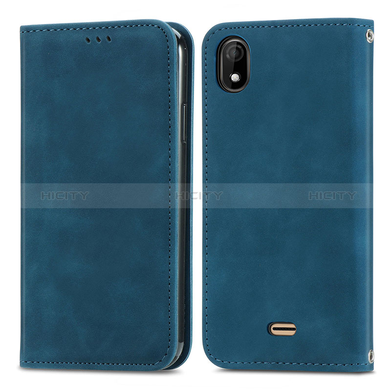 Custodia Portafoglio In Pelle Cover con Supporto S04D per Wiko Y61 Blu