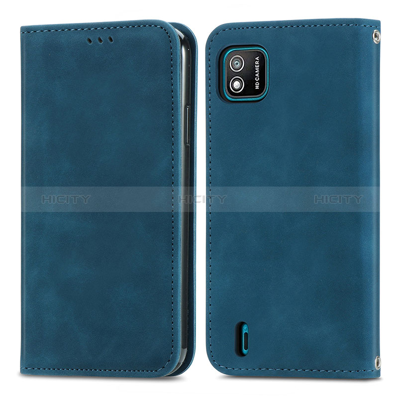 Custodia Portafoglio In Pelle Cover con Supporto S04D per Wiko Y62 Blu