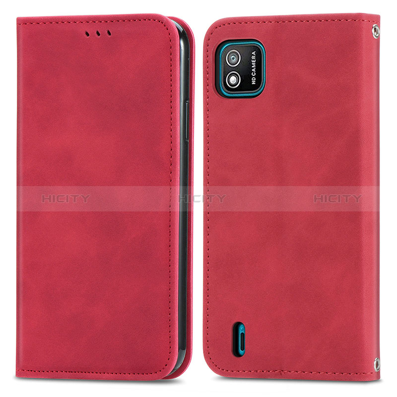 Custodia Portafoglio In Pelle Cover con Supporto S04D per Wiko Y62 Rosso