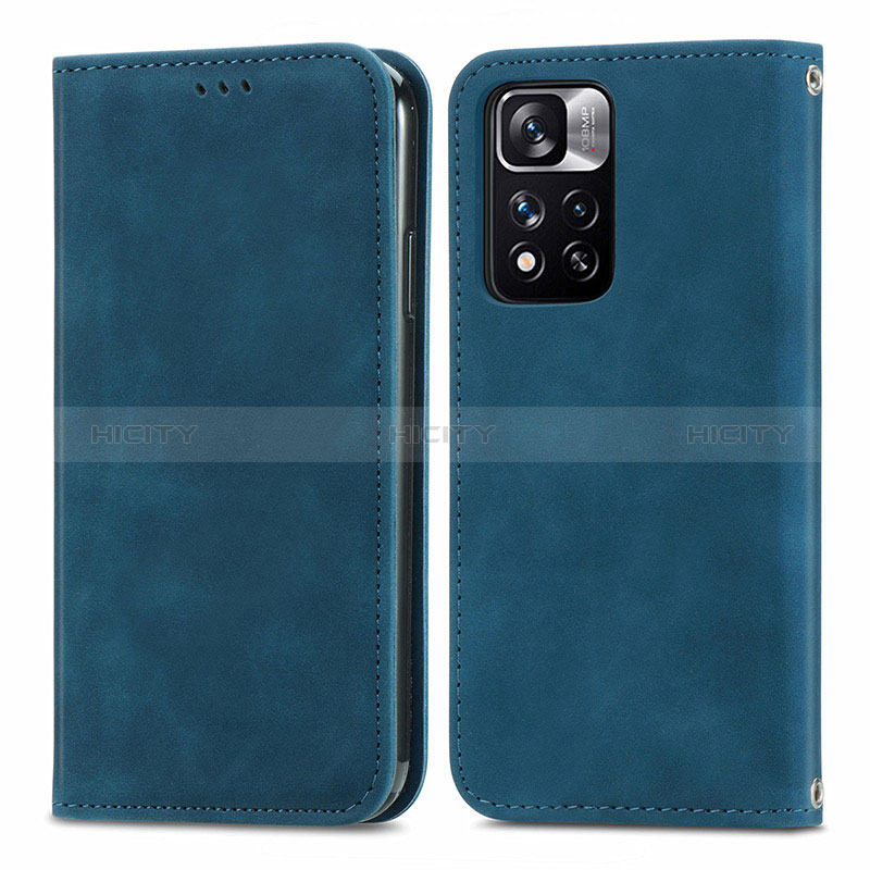 Custodia Portafoglio In Pelle Cover con Supporto S04D per Xiaomi Mi 11i 5G (2022) Blu