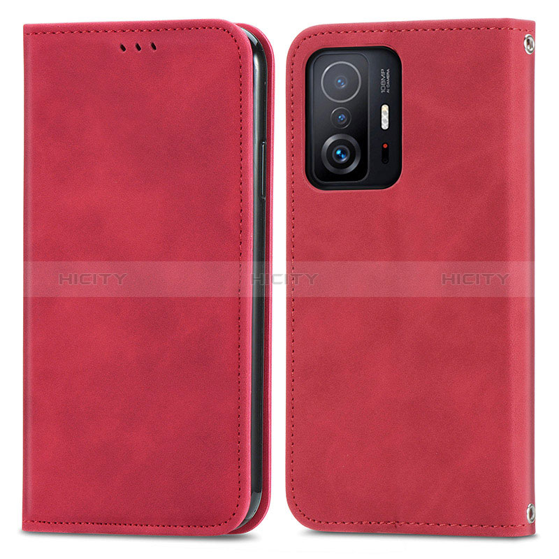 Custodia Portafoglio In Pelle Cover con Supporto S04D per Xiaomi Mi 11T 5G Rosso