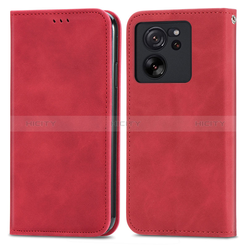 Custodia Portafoglio In Pelle Cover con Supporto S04D per Xiaomi Mi 13T Pro 5G Rosso