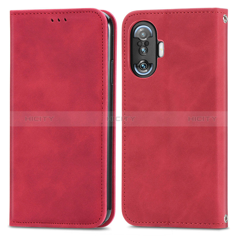 Custodia Portafoglio In Pelle Cover con Supporto S04D per Xiaomi Poco F3 GT 5G Rosso