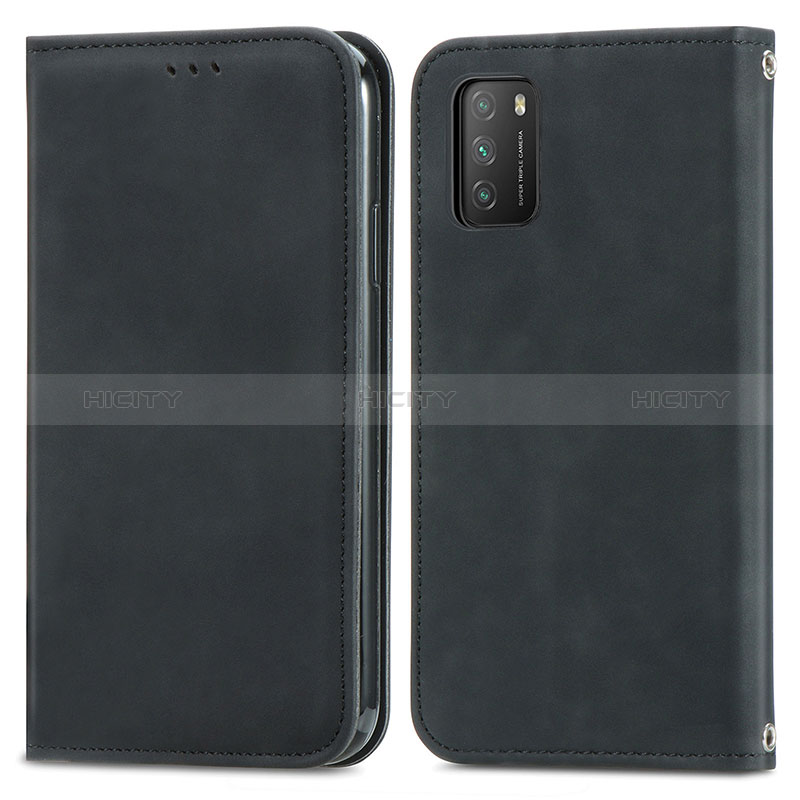 Custodia Portafoglio In Pelle Cover con Supporto S04D per Xiaomi Poco M3 Nero