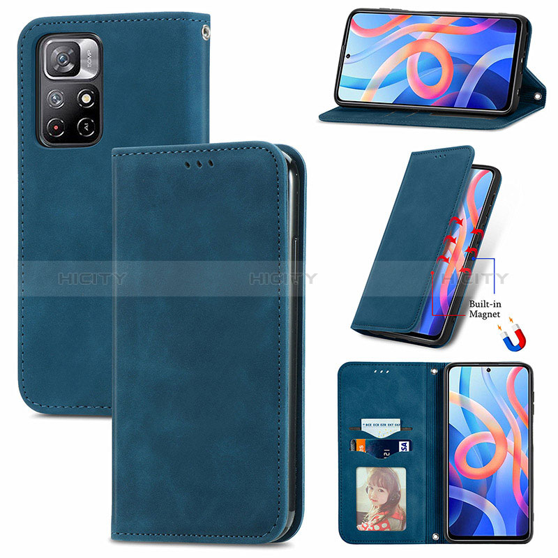 Custodia Portafoglio In Pelle Cover con Supporto S04D per Xiaomi Poco M4 Pro 5G