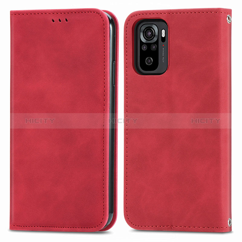 Custodia Portafoglio In Pelle Cover con Supporto S04D per Xiaomi Poco M5S Rosso