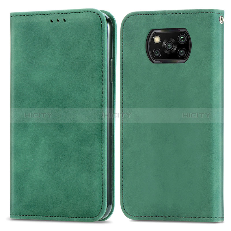 Custodia Portafoglio In Pelle Cover con Supporto S04D per Xiaomi Poco X3 Pro Verde