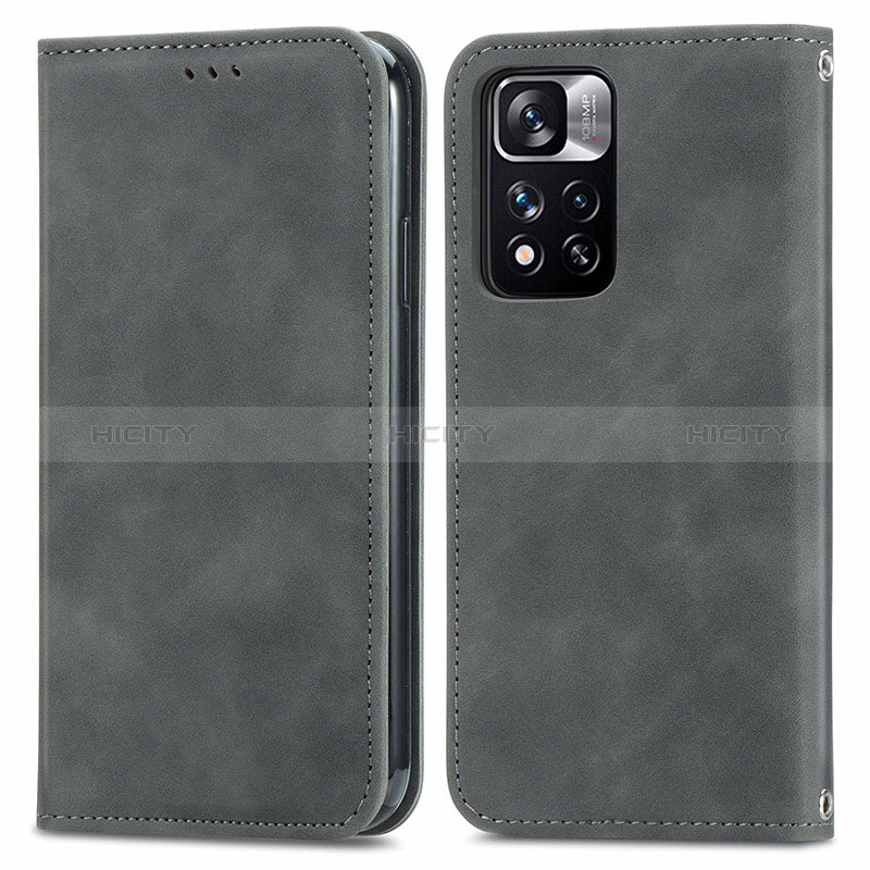 Custodia Portafoglio In Pelle Cover con Supporto S04D per Xiaomi Poco X4 NFC Grigio