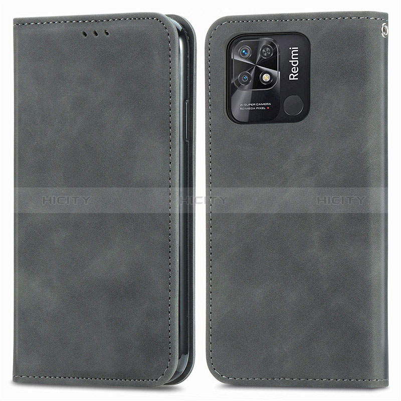 Custodia Portafoglio In Pelle Cover con Supporto S04D per Xiaomi Redmi 10 Power Grigio