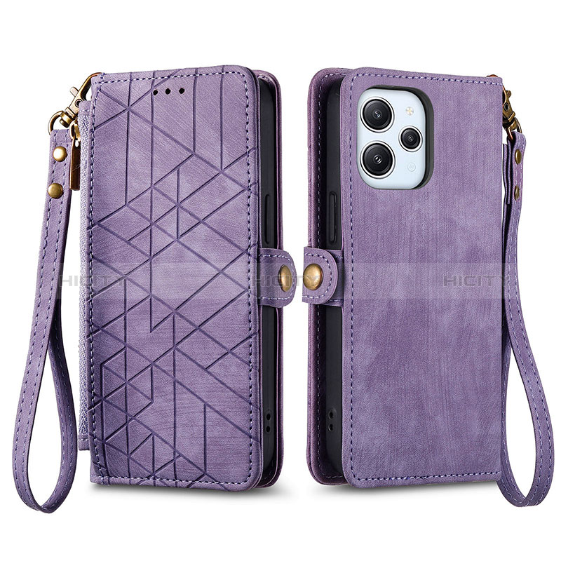 Custodia Portafoglio In Pelle Cover con Supporto S04D per Xiaomi Redmi 12 4G Viola