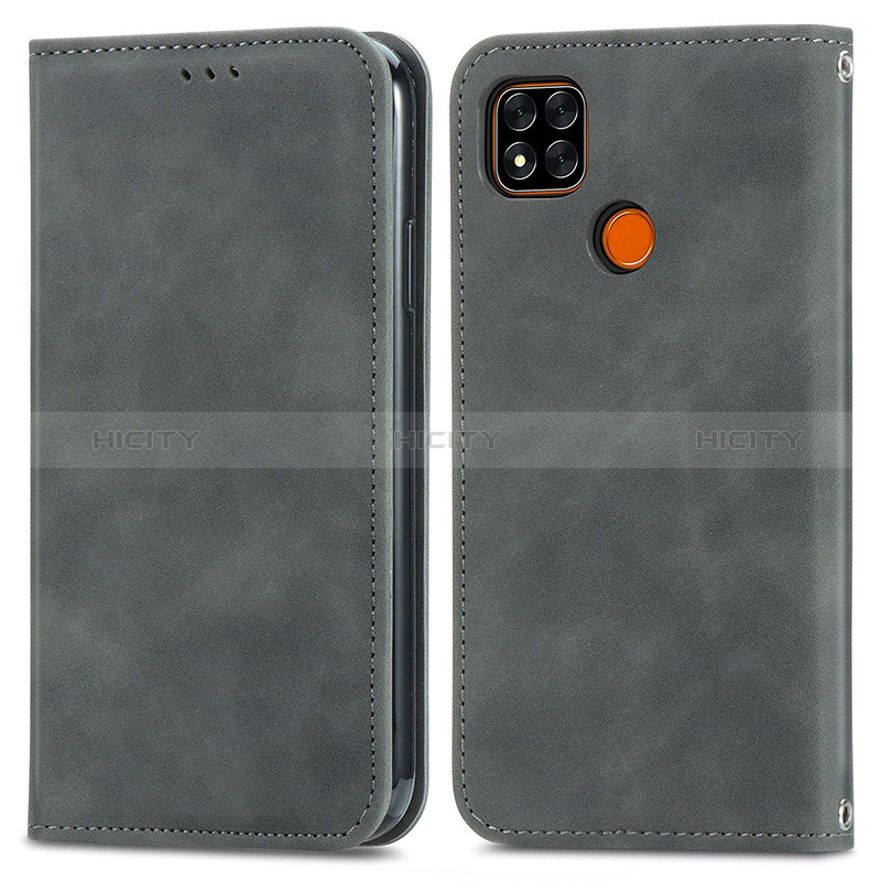 Custodia Portafoglio In Pelle Cover con Supporto S04D per Xiaomi Redmi 9C Grigio