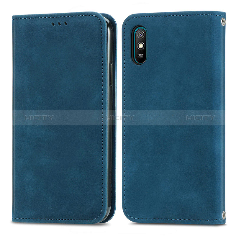 Custodia Portafoglio In Pelle Cover con Supporto S04D per Xiaomi Redmi 9i Blu